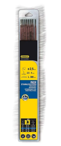 Electrode inox ø2.5 mm x l.300 mm Stanley, 10 pièces