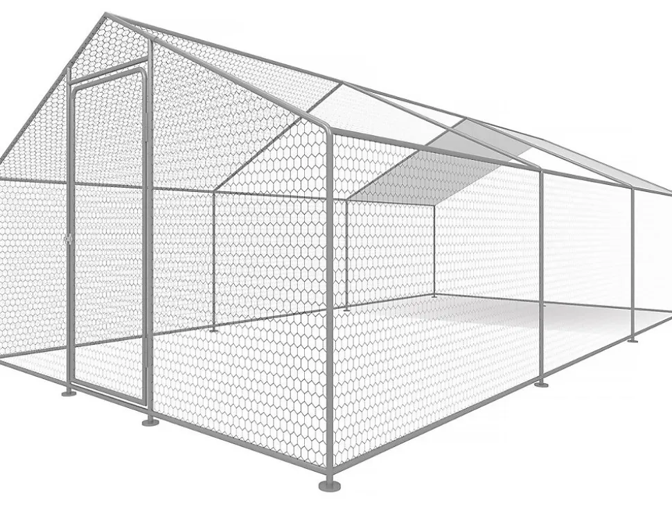 Enclos à poules 18 m² parc grillagé 6 x 3 x 2 M acier galvanisé