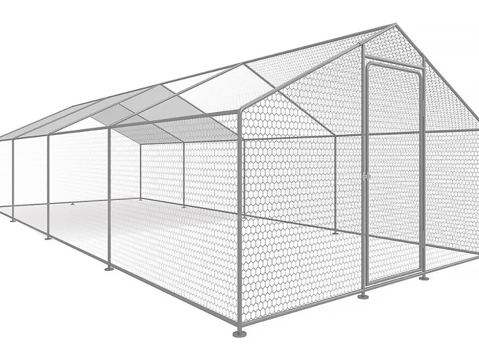 Enclos à poules 24 m² parc grillagé 8 x 3 x 2 M acier galvanisé