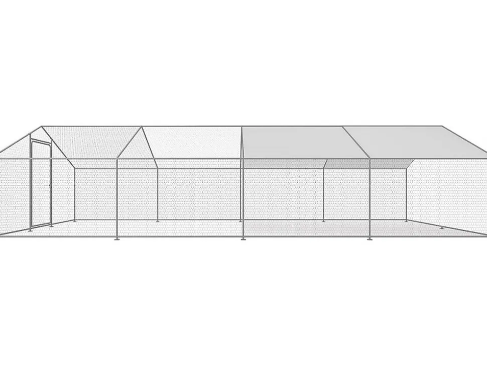 Enclos à poules 24 m² parc grillagé 8 x 3 x 2 M acier galvanisé