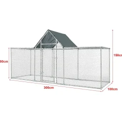Enclos Extérieur Arguin Volière 300 x 100 x 100 - 150 cm Argent Vert pro.tec