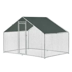 Enclos Extérieur Wels Volière Acier Galvanisé 3 x 2 x 2 m Argent Vert Foncé pro.tec