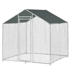 Enclos Extérieur Wels Volière Acier Galvanisé 2 x 2 x 2 m Argent Vert Foncé pro.tec
