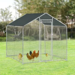 Enclos Extérieur Wels Volière Acier Galvanisé 2 x 2 x 2 m Argent Vert Foncé pro.tec