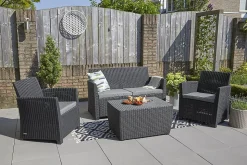 Ensemble de balcon Mia 4 places et table coffre - Anthracite - KETER