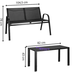 Ensemble salon de jardin - Springos - 4 pièces - Canapé 2 places - 2 chaises - Table basse en verre trempé