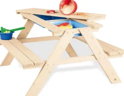 Ensemble Table de Jardin-Bac à Sable-Bac à Eau-Enfants-Bois