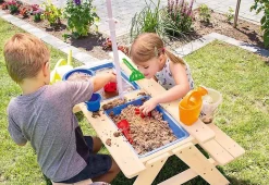 Ensemble Table de Jardin-Bac à Sable-Bac à Eau-Enfants-Bois