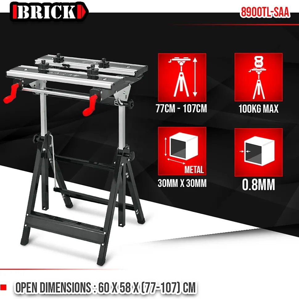 Etabli télescopique métallique 60 x 58 x 77cm - Charge max 100kg - Brick
