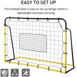 Filet de rebond de football - rebondisseur de football angle réglable - dim. 184L x 123H cm - jaune noir