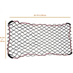 Filet de remorque extensible de 124 x 191 cm jusqu'à 135 x 230 cm - Noir - Linxor