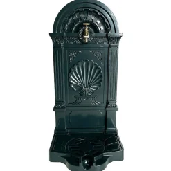 Fontaine de Jardin à Poser Source en Fonte d'Aluminium Patinée Vert avec Robinet Fonctionnel en Laiton 35x40x83cm