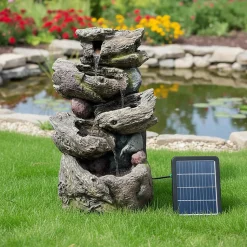 Fontaine de jardin solaire Natura 38x36x58 cm, éclairage LED et batterie
