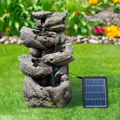 Fontaine de jardin solaire Natura 38x36x58 cm, éclairage LED et batterie