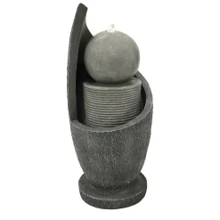 Fontaine de Jardin Zen Cascade Avec Éclairage LED Blanc Chaud & Brosse à Nettoyage
