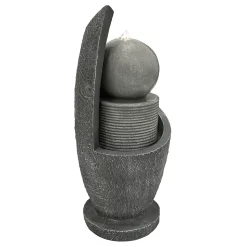 Fontaine de Jardin Zen Cascade Avec Éclairage LED Blanc Chaud & Brosse à Nettoyage