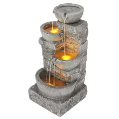 Fontaine LED en polyrésine, grise Teamson Home