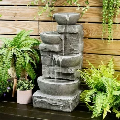 Fontaine LED en polyrésine, grise Teamson Home