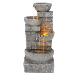 Fontaine LED en polyrésine, grise Teamson Home