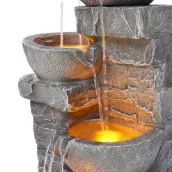 Fontaine LED en polyrésine, grise Teamson Home