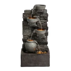 Fontaine LED en polyrésine, grise Teamson Home