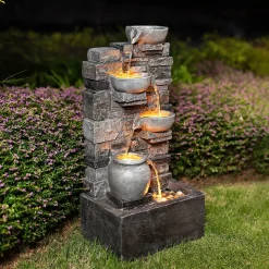Fontaine LED en polyrésine, grise Teamson Home