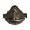 Fontaine murale en résine bronze avec tête de lion et éclairage LED