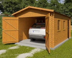 Garage en bois marron 16,83 m2 Varpa