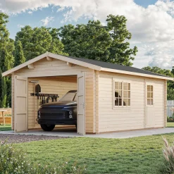 Garage en bois Roger Palmako 19M² double pentes