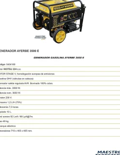 Groupe électrogène essence 3500 W moteur Kiotsu 224 cc démarrage électrique