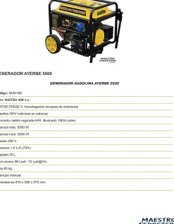 Groupe électrogène essence 5500 W moteur Kiotsu 439 cc démarrage manuel