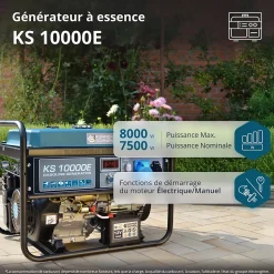 Groupe électrogène Essence 8kW 4 Temps Estart 2x230V 16A, 32A Könner & Söhnen KS 10000E