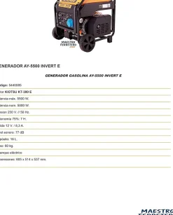 Groupe électrogène inverter 5500 W moteur Kiotsu KT-300 E démarrage électrique