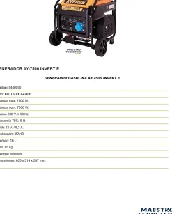 Groupe électrogène inverter 7500 W moteur Kiotsu KT-420 E démarrage électrique