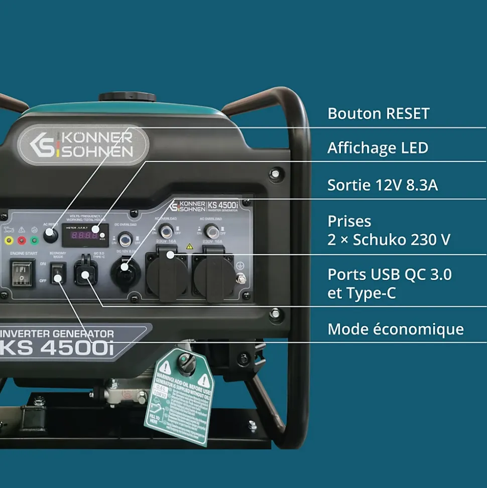 Groupe électrogène onduleur 4200W Könner & Söhnen KS 4500i