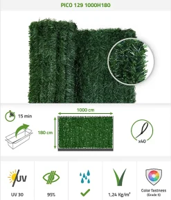 Haie Artificielle 10m PICO H.180cm PVC 129 Brins