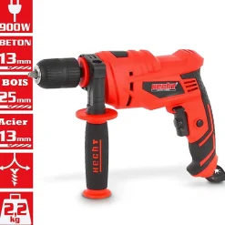 Hecht 1072 Profi Perceuse à percussion puissante rotatif 900W perceuse bois acier et béton