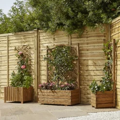 Jardinière avec treillis bois Blooma Bopha marron 90 x 35 x h.140 cm