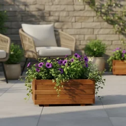 Jardinière bois Blooma Bopha marron 80 x 40 x h.35 cm