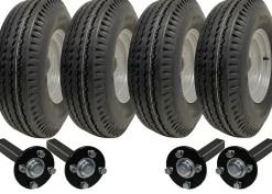 Jeu de 4 - 5.00-10 4ply WANDA P802 TRAILER WHEEL 4/100 & Hub & Stub axle 4/100 M