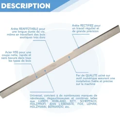 Jeu de 2 fers de dégauchisseuse/raboteuse 510 x 30 x 3 mm acier HSS (les 2 fers) - OMNIVOR