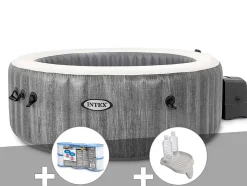 Kit spa gonflable Intex PureSpa Baltik rond Bulles 6 places + 6 filtres + Porte-verre