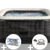 Kit spa gonflable Intex PureSpa Ardoise carré Bulles 6 places + 6 filtres + Kit d'entretien