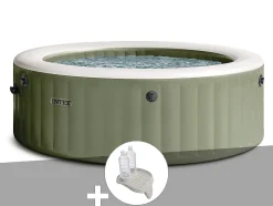 Kit spa gonflable Intex PureSpa Olive rond Bulles 6 places + Porte-verre