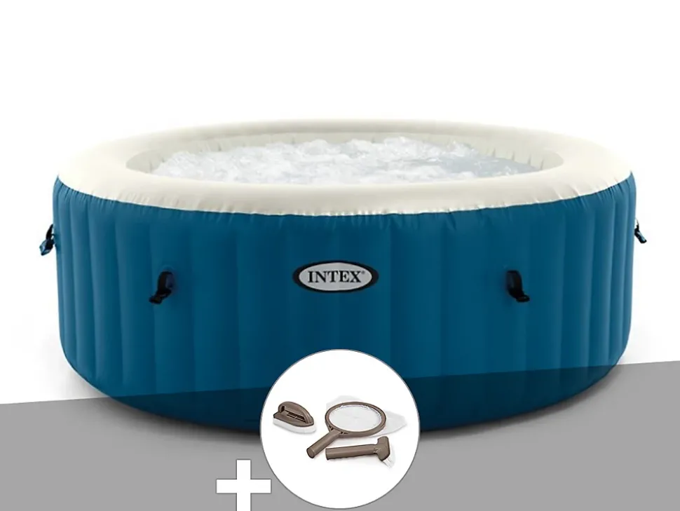 Kit spa gonflable Intex PureSpa Blue One rond Bulles 2/4 places + Kit d'entretien