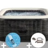 Kit spa gonflable Intex PureSpa Ardoise carré Bulles 6 places + Aspirateur + Kit d'entretien
