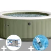 Kit spa gonflable Intex PureSpa Olive rond Bulles 6 places + 6 filtres + Aspirateur