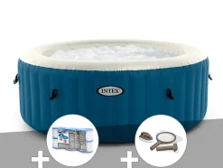 Kit spa gonflable Intex PureSpa Blue One rond Bulles 2/4 places + 6 filtres + Kit d'entretien