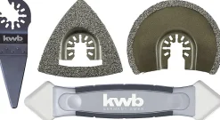 KWB by Einhell Set de 4 outils multifonctions pour le carrelage (1 râpe, 2 lames de scie, 1 grattoir)