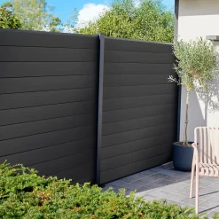 Lame de clôture pour pose emboîtée en aluminium anthracite Neva Klikstrom, L.179,8 x H.15,7 x ép.2,1 cm